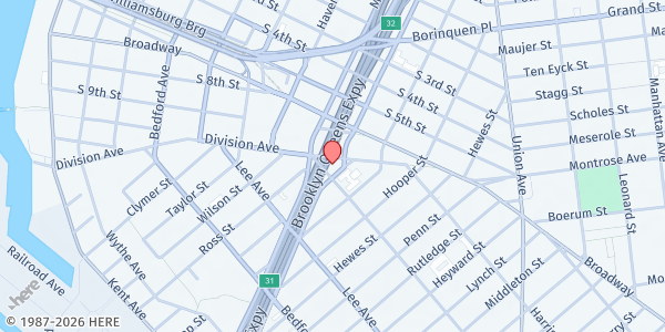 Map showing Mobile Soup Kitchen - Division Avenue at 240 Division Avenue, Williamsburg, NY