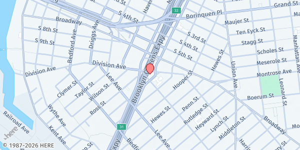 Map showing Mobile Soup Kitchen - Division Avenue (Williamsburg) at 240 Division Avenue, Williamsburg, NY