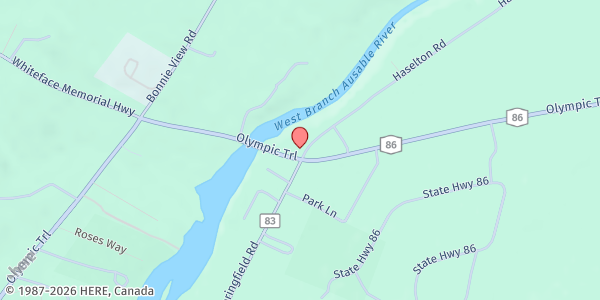 Map showing Whiteface Community Church at 1169 Haselton Rd, Wilmington, NY