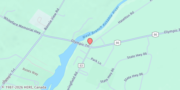 Map showing Whiteface Community United Methodist Church at 1169 Haselton Rd, Wilmington, NY