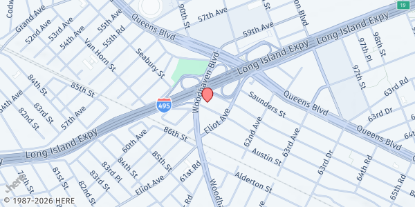 Map showing Jewish Institute of Queens at 6005 Woodhaven Boulevard, Woodhaven, NY