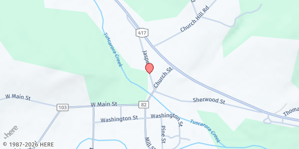 Map showing Woodhull Community Church Food Pantry at 1621 Jasper Street, Woodhull, NY