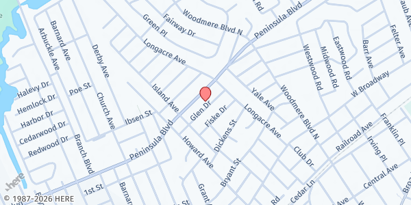 Map showing Young Israel of Woodmere at 842 Glen DR, Woodmere, NY