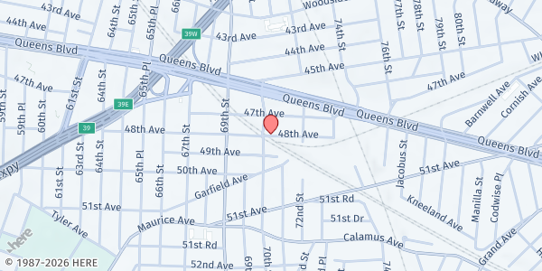 Map showing Blessed Virgin Mary/St. Mary-Winfield at 70-31 48th Ave, Woodside, NY