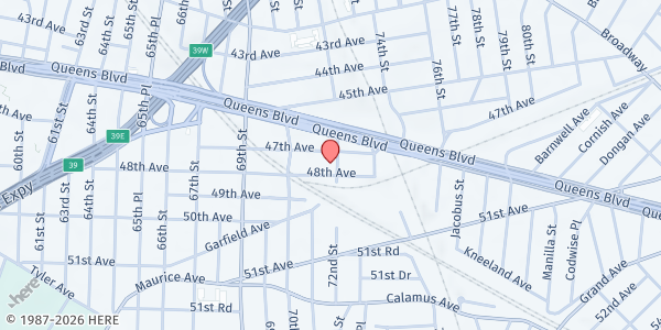 Map showing BVM St. Mary's Food Pantry at 70-31 48th Avenue, Woodside, NY