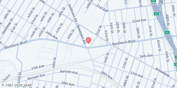 Map showing Woodside Senior Assistance at 50-37 Newtown Road, Woodside, NY