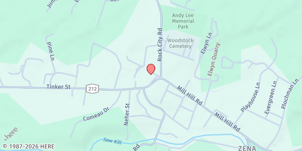 Map showing Good Neighbor Food Pantry of Woodstock, Inc. at 16 Tinker Street, Woodstock, NY