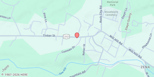 Map showing Good Neighbor Food Pantry of Woodstock, Inc. at 89 Tinker Street, Woodstock, NY