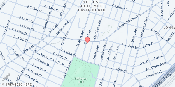 Map showing IGLESIA ADVENTISTA HISPANA DE MOTT HAVEN at 600 Westchester Avenue, Woodstock, NY