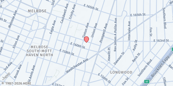 Map showing Iglesia El Buen Camino at 792 East 161st Street, Woodstock, NY