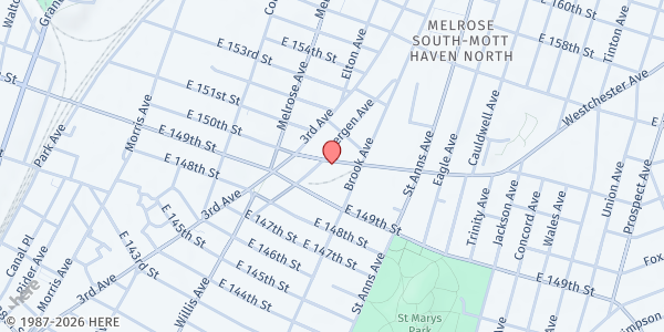 Map showing La Central YMCA at 434 Westchester Avenue, Woodstock, NY