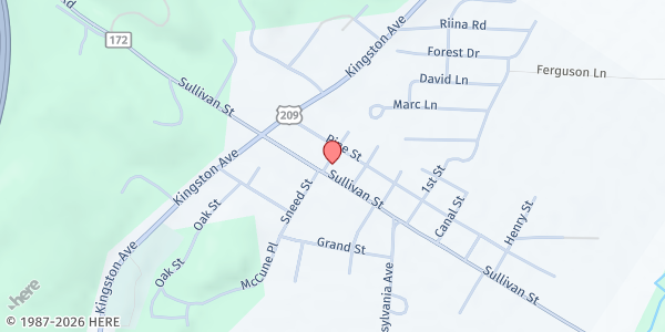 Map showing Community Church of Wurtsboro FP at 134 Sullivan Street, Wurtsboro, NY