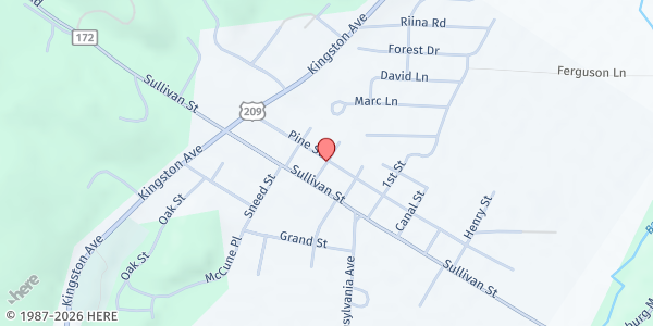 Map showing Veterans' Park - Music & Farmers' Market in the Park at 3rd Street, Veterans' Park, Wurtsboro, NY