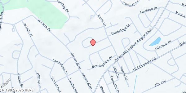 Map showing Upper Room Ministries - Mercy House at 14 Chelmsford Dr., Wyandach, NY