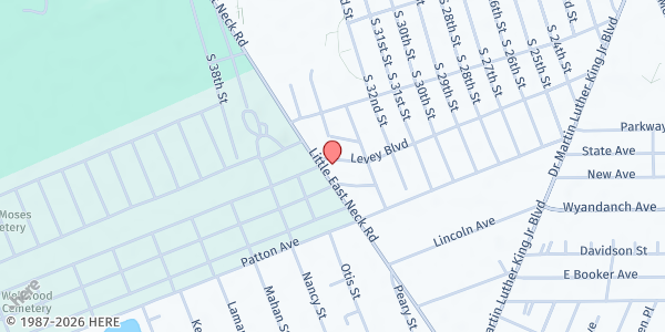 Map showing Fellowship Baptist Church of Wyandanch at 98 Levey Blvd, Wyandanch, NY