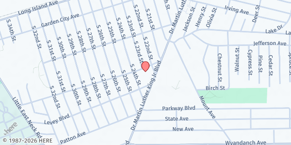 Map showing Gerald J. Ryan Outreach Center, Inc. at 1434 Straight Path, Wyandanch, NY