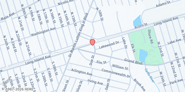 Map showing LI Child & Family Development Services/Wyandanch - Food Pantry at 350 Long Island Ave., Wyandanch, NY
