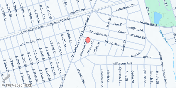 Map showing Macedonia S.D.A. Church at 27 Jackson Street, Wyandanch, NY