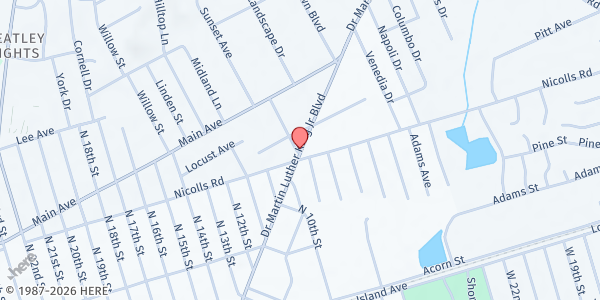 Map showing Resurrection House FP at 1650 Straight Path, Wyandanch, NY