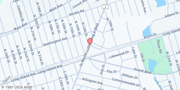 Map showing Way of Life COGIC at 113 Mount Avenue, Wyandanch, NY