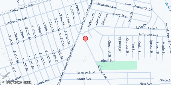 Map showing Way of Life COGIC at 113 Mount Ave, Wyandanch, NY