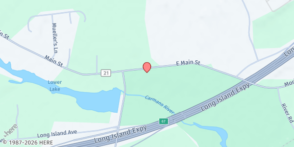 Map showing St. Andrew's Episcopal Church at 244 E Main St., Yaphank, NY