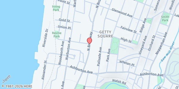 Map showing Bethel Temple of Praise Food Pantry at 191 North Broadway, YONKERS, NY