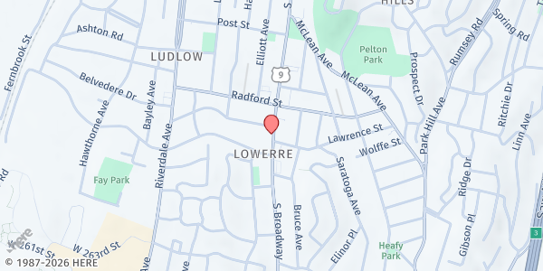 Map showing MARY J. BLIGE CENTER FOOD PANTRY at 489 SOUTH BROADWAY, YONKERS, NY