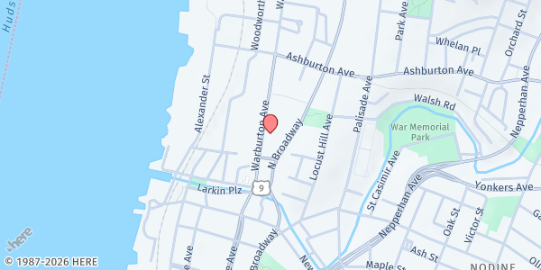 Map showing Messiah Baptist Church at 76 Warburton Avenue, Yonkers, NY