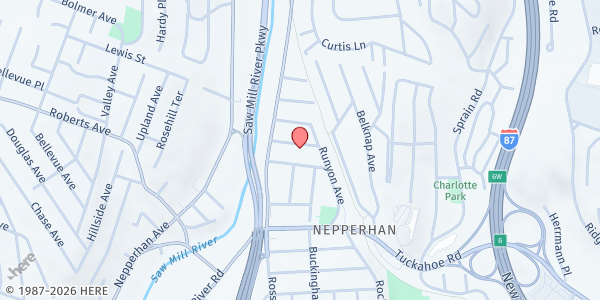 Map showing Metropolitan Ame Zion Church - Mobile Food Pantry at 15 DUNBAR STREET, YONKERS, NY