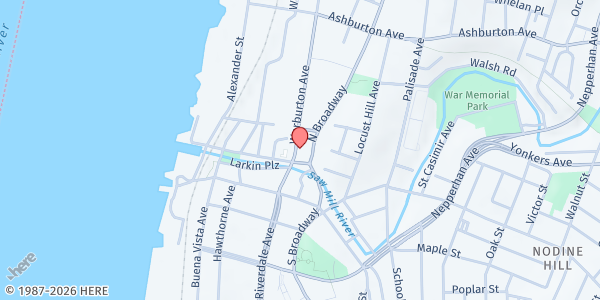 Map showing PRESSLEY MEMORIAL FOOD PANTRY at 38 WARBURTON AVENUE, YONKERS, NY