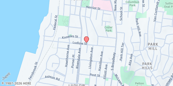 Map showing SAINT PETER'S FOOD PANTRY at 91 LUDLOW STREET, YONKERS, NY