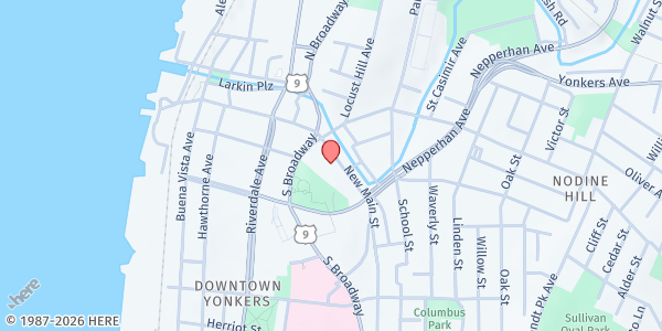 Map showing SALVATION ARMY YONKERS FOOD PANTRY at 110 NEW MAIN STREET, YONKERS, NY