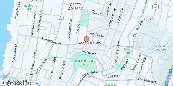 Map showing St Joseph Parish at 141 Ashburton Ave, Yonkers, NY