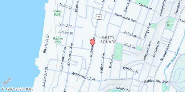 Map showing STEPPING UP YONKERS-ANGEL FOOD PANTRY at 42 BISHOP WILLIAM J WALLS PLACE, YONKERS, NY