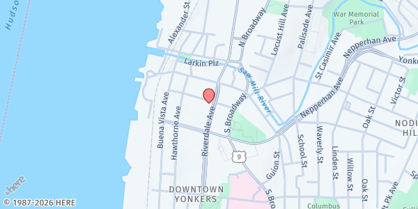 Map showing YMCA of Yonkers, Inc. at 17 Riverdale Ave., Yonkers, NY