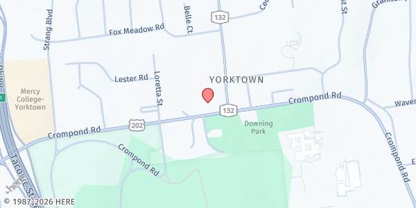 Map showing FIRST PRESBYTERIAN CHURCH OF YORKTOWN FOOD PANTRY at 2880 CROMPOND ROAD, YORKTOWN HEIGHTS, NY