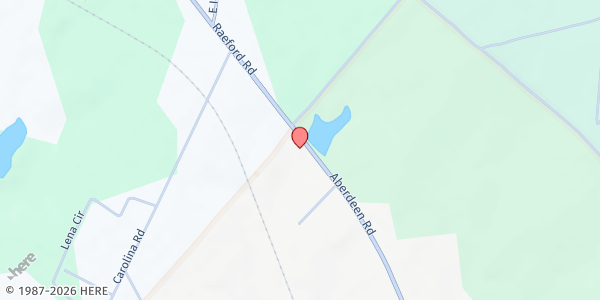 Map showing New Beginnings Holiness Church at 12193 Aberdeen Rd., Aberdeen, NC