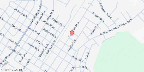 Map showing Calvary Missionary Baptist Church - Food Distribution Center at 600 N Catherine St, Ahoskie, NC