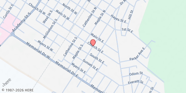Map showing CSFP Hertford County Distribution Center at 701 E. Church St., Ahoskie, NC