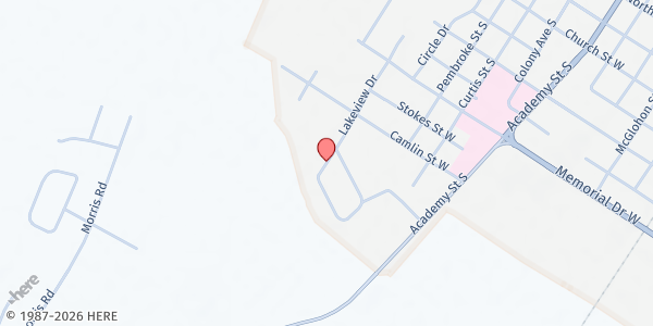 Map showing Roanoke Chown Community Health Center at 112 Lakeview Rd, Ahoskie, NC