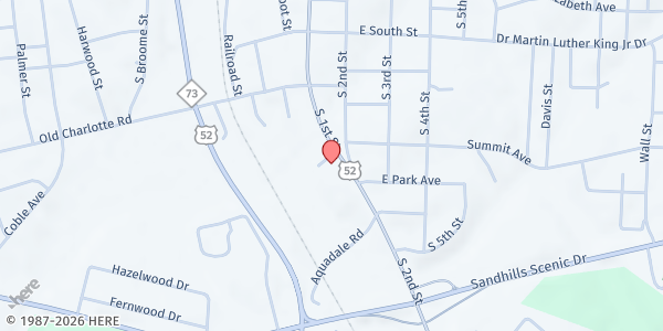 Map showing Stanly Christian Ministry Food Pantry at 506 S. First St, Albemarle, NC