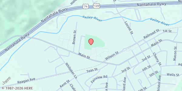 Map showing Cherokee County Andrews Senior Center at 45 Park Street Senior Center, Andrews, NC