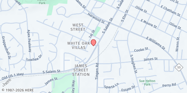 Map showing St. Mary A.M.E. Church at 600 South Salem Street, Apex, NC