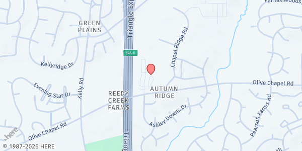 Map showing Western Wake Crisis Ministry - Apex at 1600 Olive Chapel Rd., Apex, NC