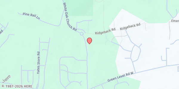 Map showing White Oak Foundation Food Pantry at 1624 White Oak Church Rd., Apex, NC