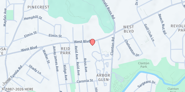 Map showing West Boulevard Neighborhood Coalition at 2157 West Boulevard, Arbor Glen, NC