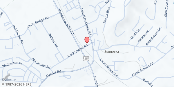 Map showing Abccm - South Ministry at 10 Buck Shoals Road, Arden, NC