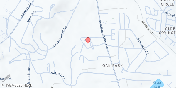 Map showing St. Vincent De Paul - Arden at 109 Crescent Hill Dr., Arden, NC