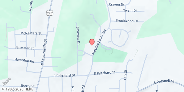 Map showing First Assembly - Caring Place at 909 Meadowbrook Rd, Asheboro, NC